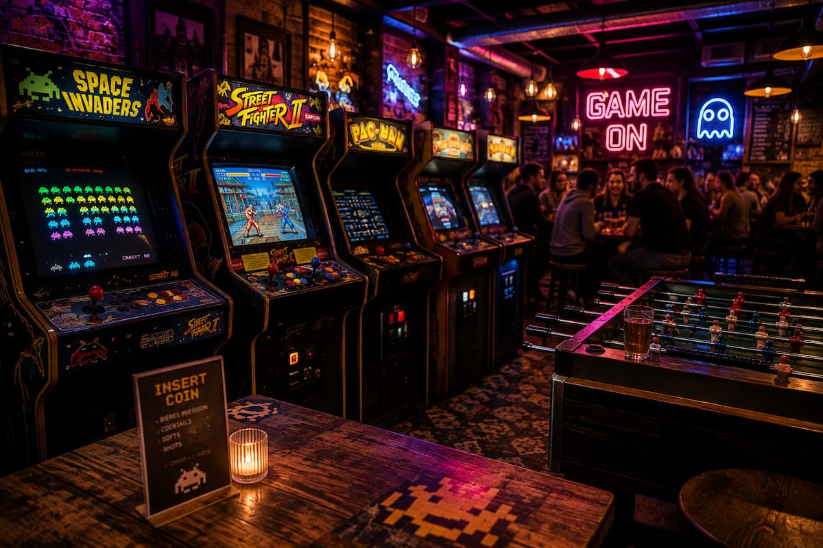 Bars avec jeux d'arcade rétro